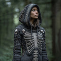 Women's Vintage Viking Skull Cozy Knit Hooded Sweater artswardrobe