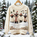 Christmas Lamb-print Women's Soft Fleece Sweater