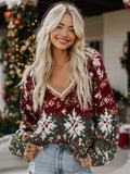Women's Winter Warm V-neck Knitted Sweater For Christmas artswardrobe
