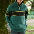 Vintage Contrast Knitted Jacquard Iceland Half-Zip Neck Sweater elevenforest