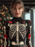 Comstylish Women's Dark Christmas High Neck Knitted Sweater