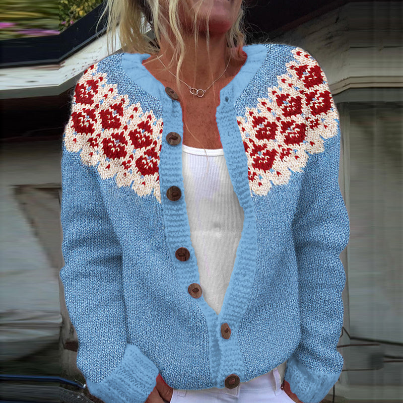 Vintage Icelandic Floral Knit Warm Sweater artswardrobe