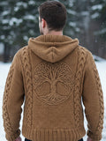 Men's Viking Tribal Tree Of Life Celtic Chunky Knit Hooded Sweater elevenforest
