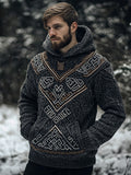 Men's Vintage Viking Inspired Celtic Jacquard Hooded Sweater elevenforest