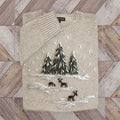 Comstylish Snowy Christmas Reindeer Forest Embroidered Cozy Sweater
