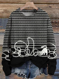 Japanese Art Cute Cat Print Knit Pullover Sweater elevenforest