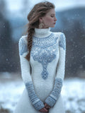 Comstylish Classy Ice Inspired Viking Celtic Cozy Turtleneck Sweater Dress