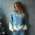 Comstylish Women's Christmas Snowflake Pattern Cozy Knit Sweater