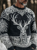 Comstylish Viking Celtic Knot & Christmas Moose Men's Icelandic Sweater