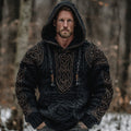 Men's Viking Celtic Knot Jacquard Knitted Hooded Sweater artswardrobe