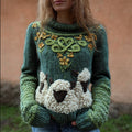 Fuzzy Sheep Floral Vintage Celtic Cozy Knit Sweater artswardrobe