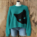 Cute Black Cat Art Jacquard Art Cozy Sweater elevenforest