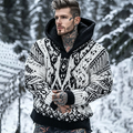 Men's Viking Pattern Jacquard Celtic Cozy Hooded Sweater artswardrobe