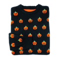 Halloween Pumpkin Print Knitted Pullover Sweater artswardrobe