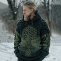 Men's Vintage Viking Tree Of Life Celtic Knot Art Jacquard Knit Hooded Sweater artswardrobe