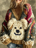 Lady Retro Cute Dog Plush Comfortable Knitted Sweater. elevenforest