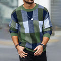 Men'S Vintage Color Block Plaid Jacquard Cozy Sweater artswardrobe