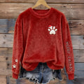 Comstylish Cute And Fun Cat Paw Pattern Warm Crew Neck Sweater