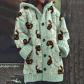 Vintage Christmas Cute Cat Cozy Button Down Sweater elevenforest