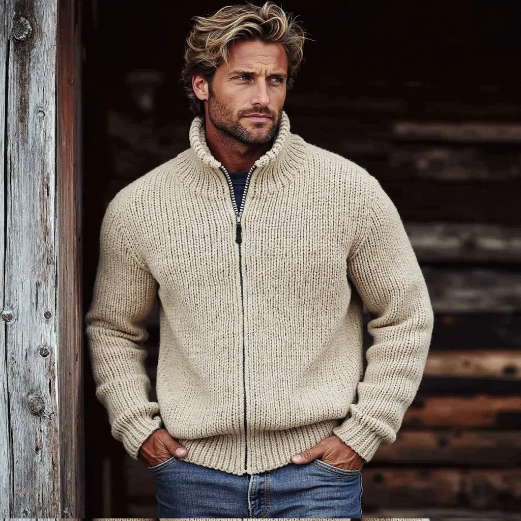 Men's Vintage Solid Color Turtleneck Sweater artswardrobe