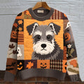 Vintage Miniature Schnauzer Felt Art Inspired Embroidered Cozy Knit Sweater elevenforest