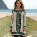 Women's Irish Celtic Knotted Crew Neck Contrast Sweater Dress artswardrobe