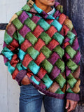 Men's Vintage Entrelac Knitted Cozy Hooded Sweater artswardrobe