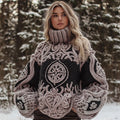 Women's Viking Rune Art Chunky Knit Turtleneck Sweater artswardrobe