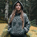 Women's Viking Tribal Tree Of Life Celtic Jacquard Hooded Sweater artswardrobe