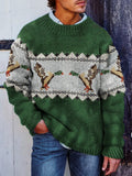 Men's Vintage Mallard Yoke Pattern Cozy Knit Sweater elevenforest