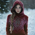 Vintage Celtic Forest Elf Gradient Cozy Hooded Sweater elevenforest