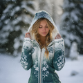 Comstylish Christmas Lady Retro Gradient Flannel Hooded Sweater Coat