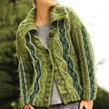 Women's Irish Celtic Thick Needle Knit Jacquard Lapel Button Sweater artswardrobe