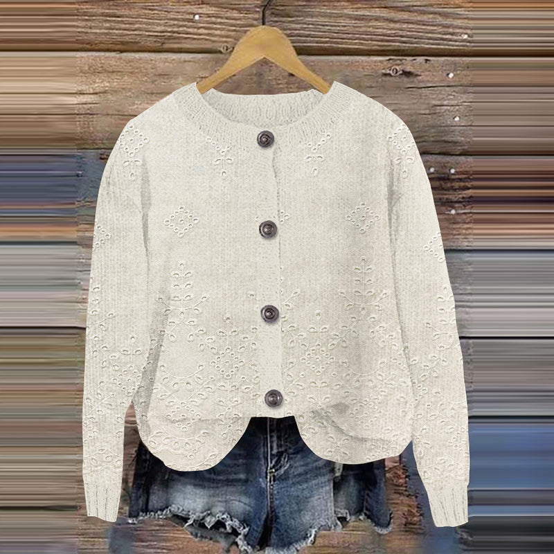 Women's Vintage Lace Floral Pattern Sweater elevenforest