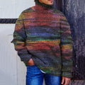 Men's Vintage Rainbow Pullover Warmth Knitted Turtleneck Sweater artswardrobe