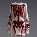 Comstylish Classy Bloody Skeleton Anatomy Roses Cozy Sweater Dress