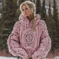Women's Vintage Viking Rune Knitted Warm Hooded Sweater artswardrobe