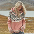 Women's Norwegian Icelandic Jacquard Cozy Knit Hooded Sweater elevenforest