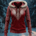 Comstylish Women's Vintage Viking Celtic Style Hooded Knitted Sweater