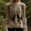 Vintage Skull Human Anatomy Rose Art Knit Turtleneck Sweater artswardrobe