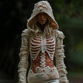 Women's Halloween Skeleton Bandages Art Knit Hooded Sweater artswardrobe