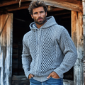 Men'S Waffle Knit Pattern Hooded Sweater artswardrobe