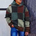 Men'S Vintage Colorful Knitted Patchwork Cozy Hooded Sweater artswardrobe