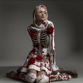 Comstylish Halloween Blood Rose Women's Knit Hooded Sweater Dress