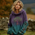 Women's Vintage Viking Tree Of Life Floral Knit Jacquard Hooded Sweater artswardrobe