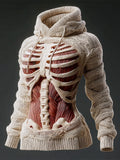 Halloween Musculoskeletal Anatomy Art Women's Knit Hooded Sweater artswardrobe
