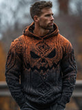 Men's Halloween Spooky Face Gradient Chunky Hooded Sweater artswardrobe