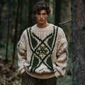 Men's Irish Celtic Knotted Shamrock Knit Jacquard Sweater artswardrobe