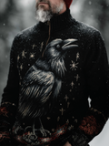Comstylish Dark Christmas Men's High Neck Half Zipper Knit Sweater