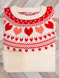 Valentine's Day Hearts Cozy Fair Isle Knit Sweater artswardrobe